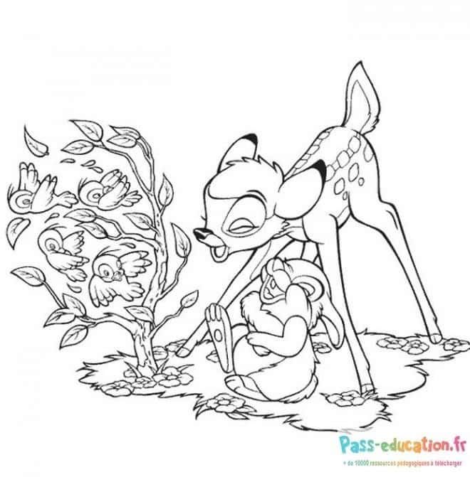Coloriage Bambi et ses amis à imprimer et colorier