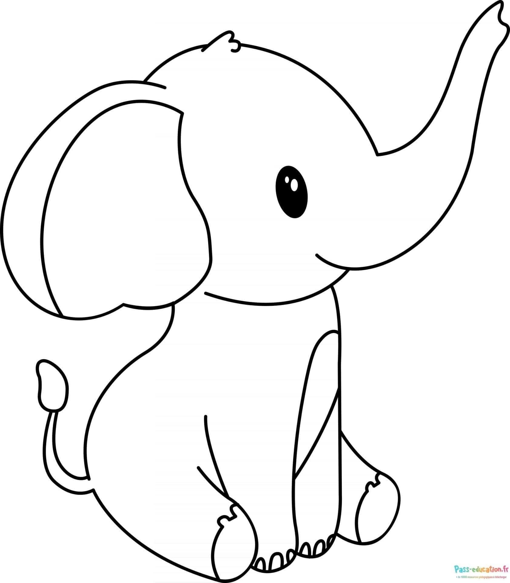 Coloriage Éléphant joyeux à imprimer et colorier