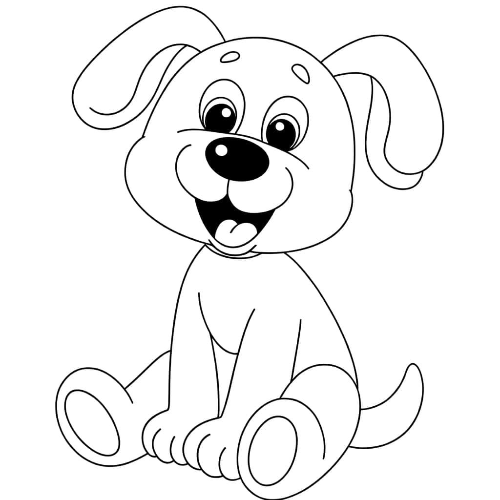 Coloriage Chiot joyeux à imprimer et colorier