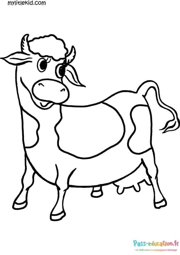 Coloriage Vache souriante à imprimer et colorier