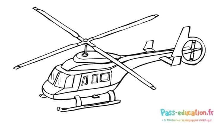 Coloriage Hélicoptère en vol à imprimer et colorier