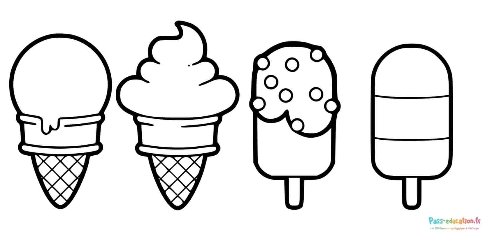 Coloriage Quatuor de glaces à imprimer et colorier