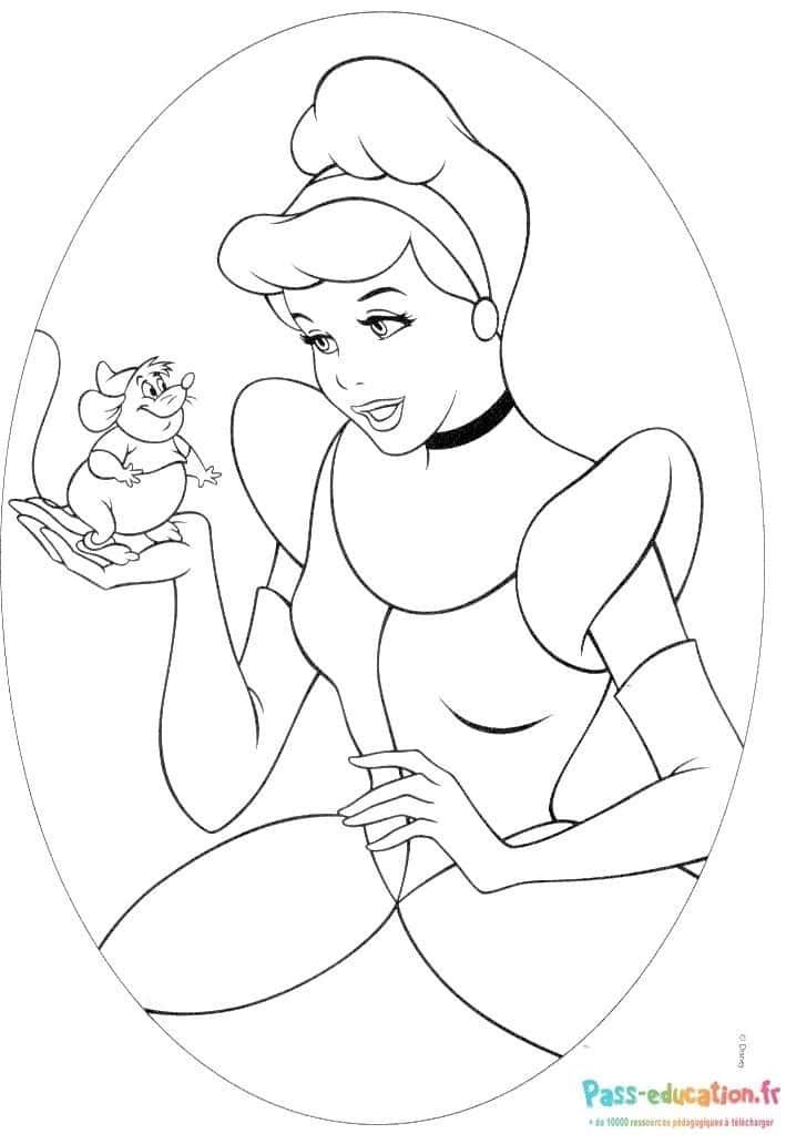 Coloriage Cendrillon et Gus à imprimer et colorier