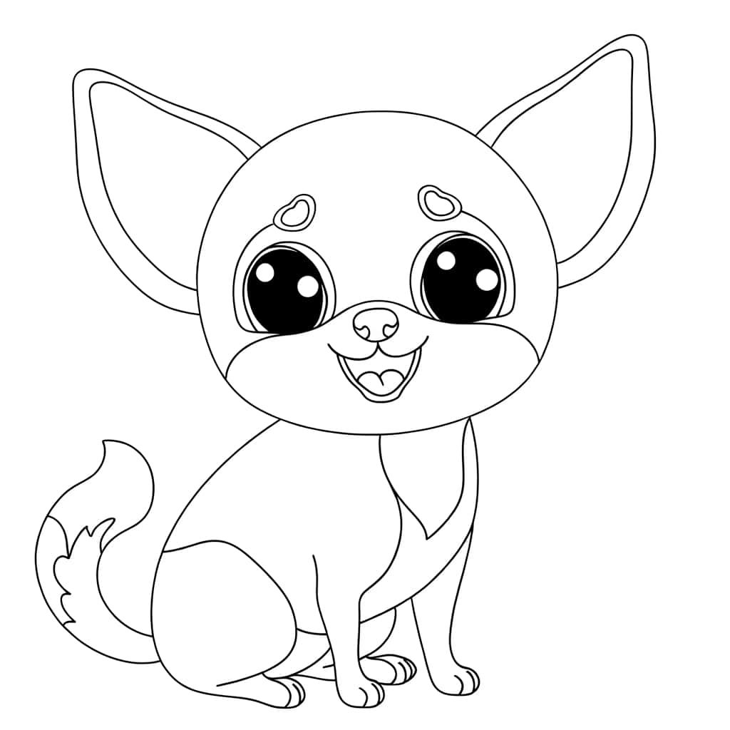 Coloriage Chihuahua joyeux à imprimer et colorier