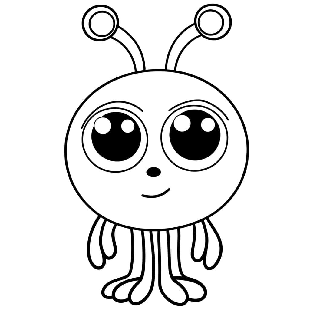 Coloriage Alien amical à imprimer et colorier