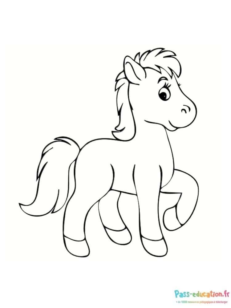 Coloriage Poney souriant à imprimer et colorier
