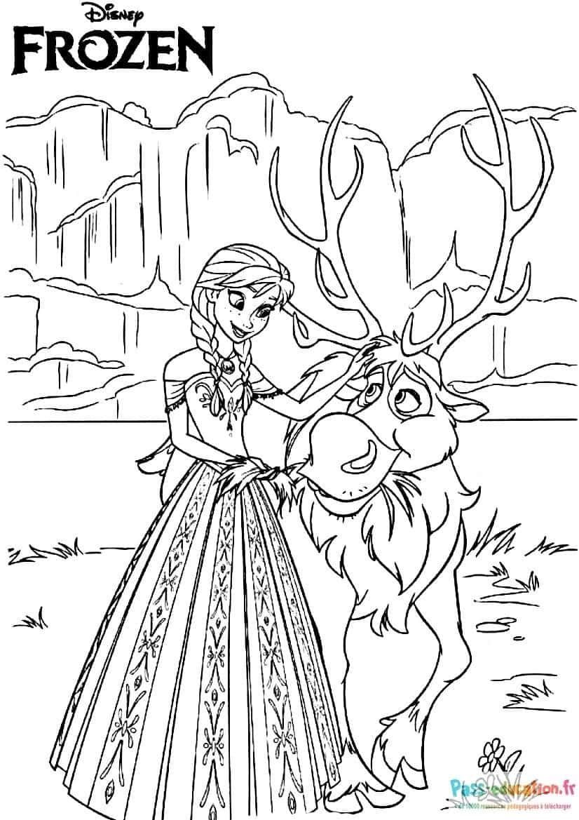 Coloriage Anna et Sven à imprimer et colorier