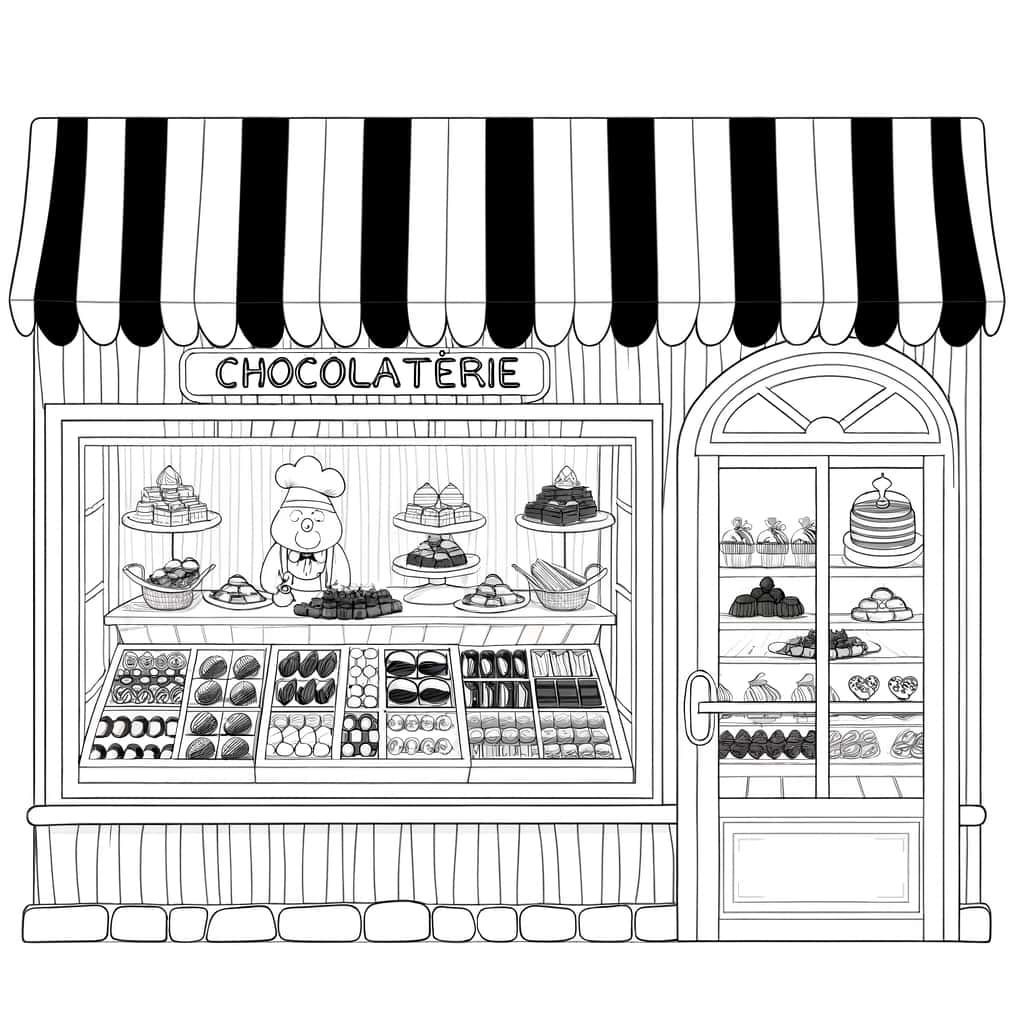 Coloriage Boutique de chocolat à imprimer et colorier