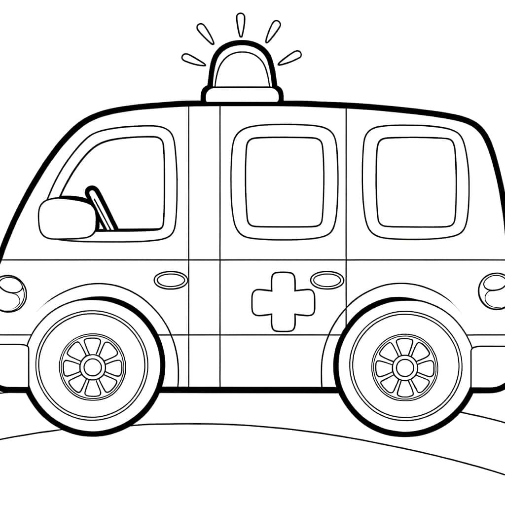 Coloriage Ambulance à imprimer et colorier