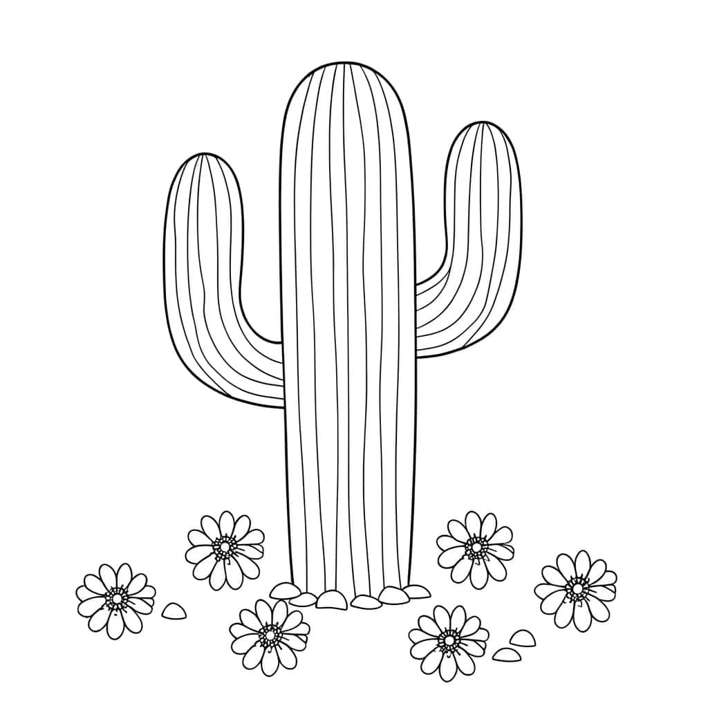 Coloriage Cactus désertique à imprimer et colorier