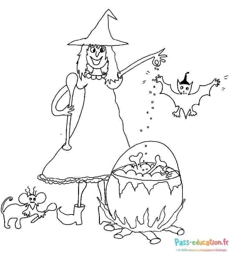 Coloriage Sorcière et compagnie à imprimer et colorier