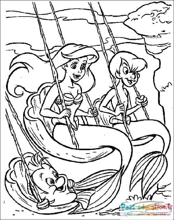 Coloriage Ariel et Polochon à imprimer et colorier