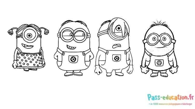 Coloriage Minions rigolos à imprimer et colorier