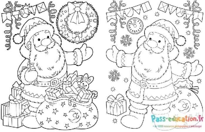 Coloriage Père Noël cadeaux à imprimer et colorier