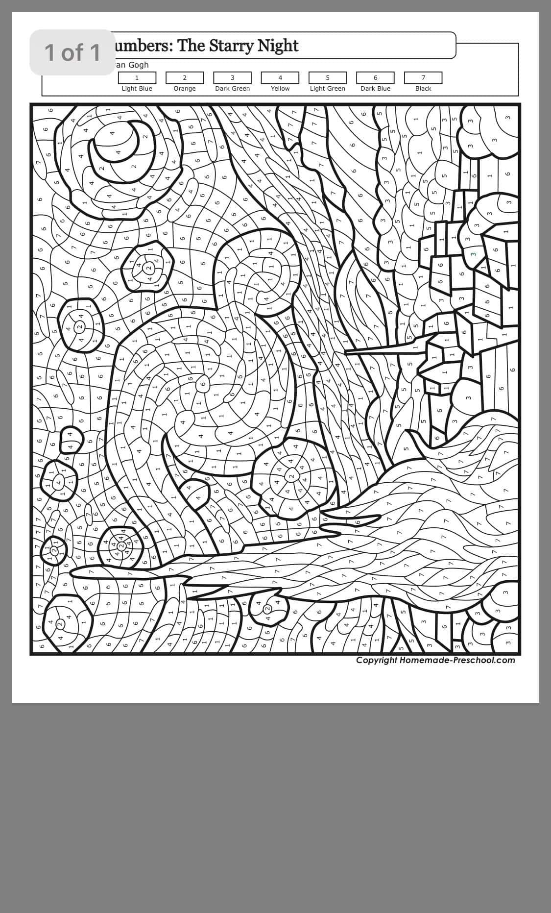 Coloriage Nuit étoilée à imprimer et colorier