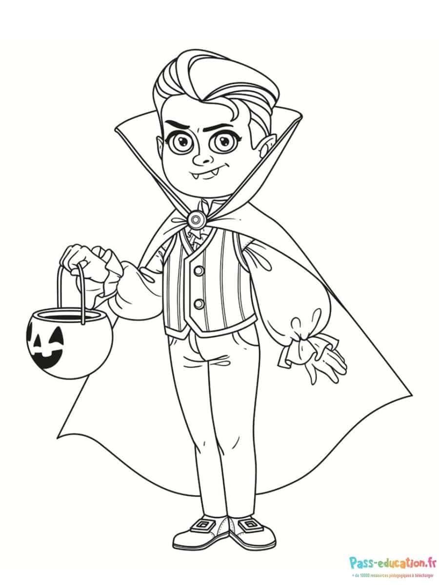 Coloriage Dracula enfant à imprimer et colorier