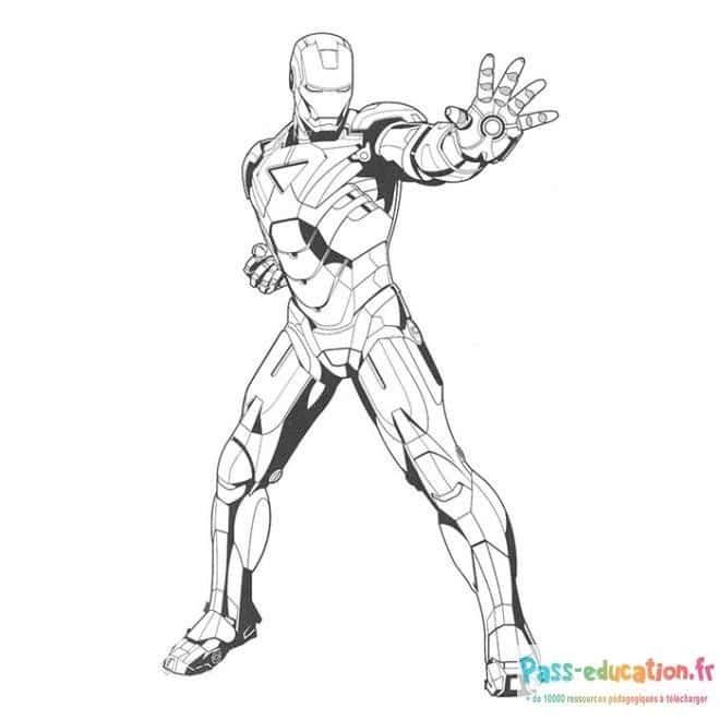 Coloriage Iron Man en action à imprimer et colorier
