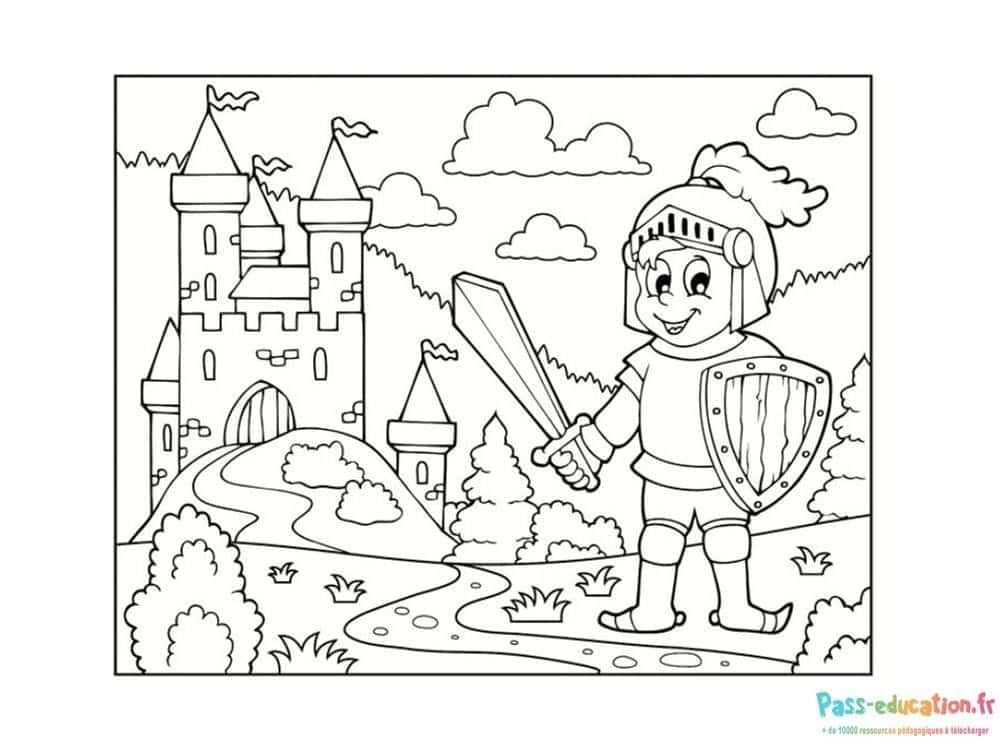 Coloriage Chevalier souriant à imprimer et colorier