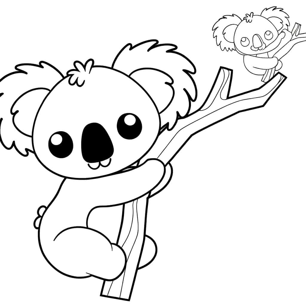 Coloriage Bébés koalas à imprimer et colorier