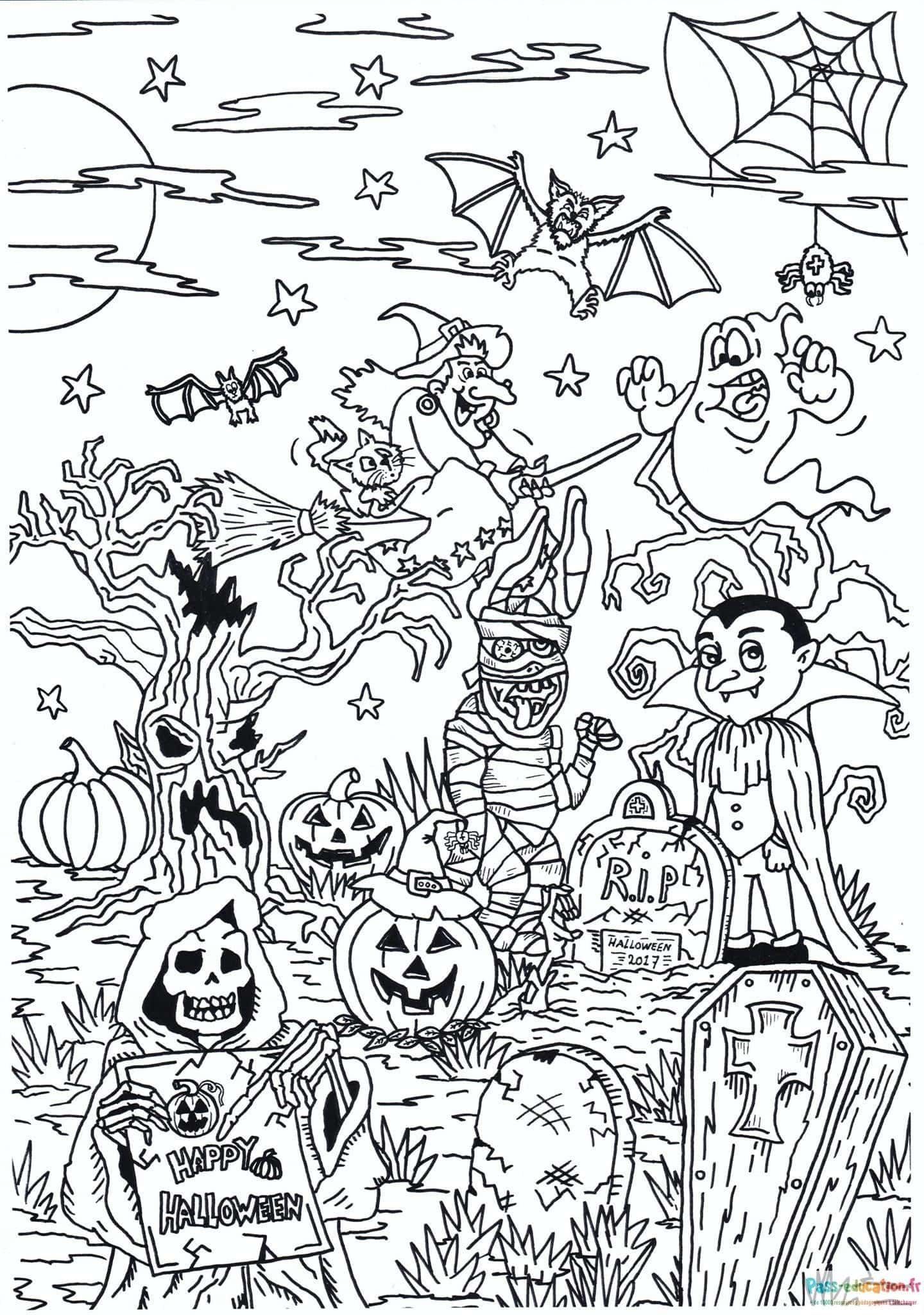 Coloriage Fête d'Halloween à imprimer et colorier