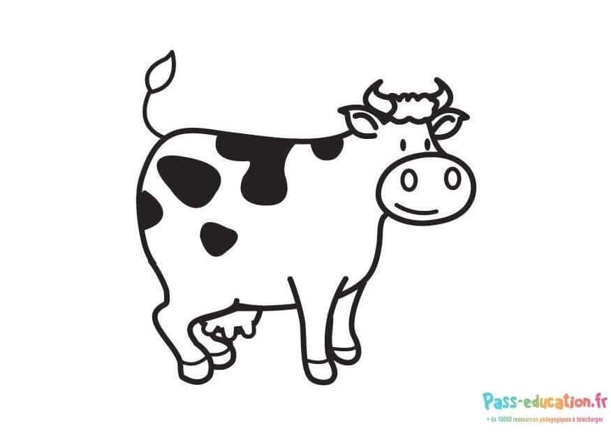 Coloriage Vache souriante à imprimer et colorier