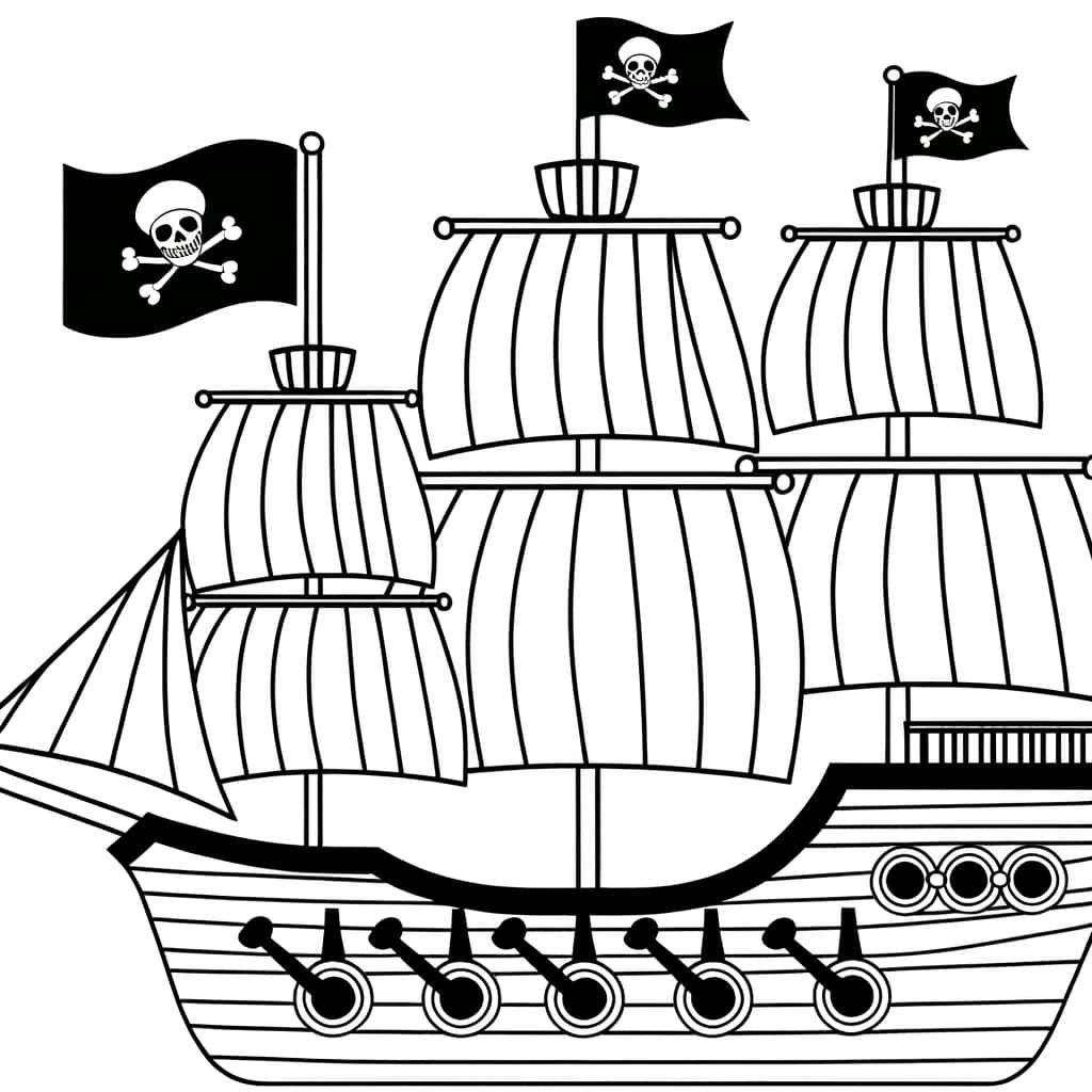Coloriage Bateau pirate à imprimer et colorier