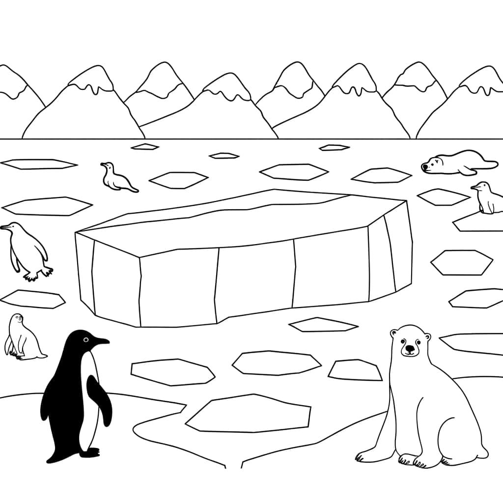 Coloriage Banquise arctique à imprimer et colorier