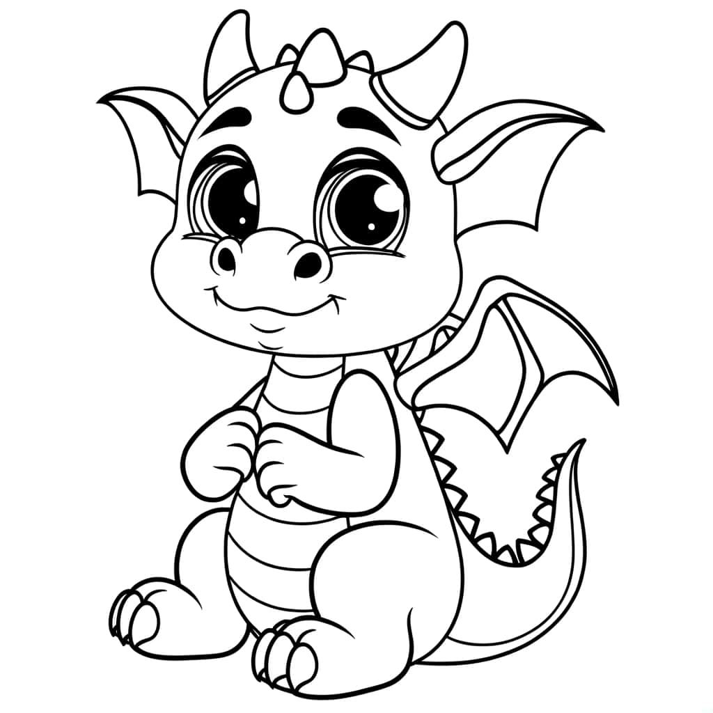 Coloriage Bébé dragon à imprimer et colorier