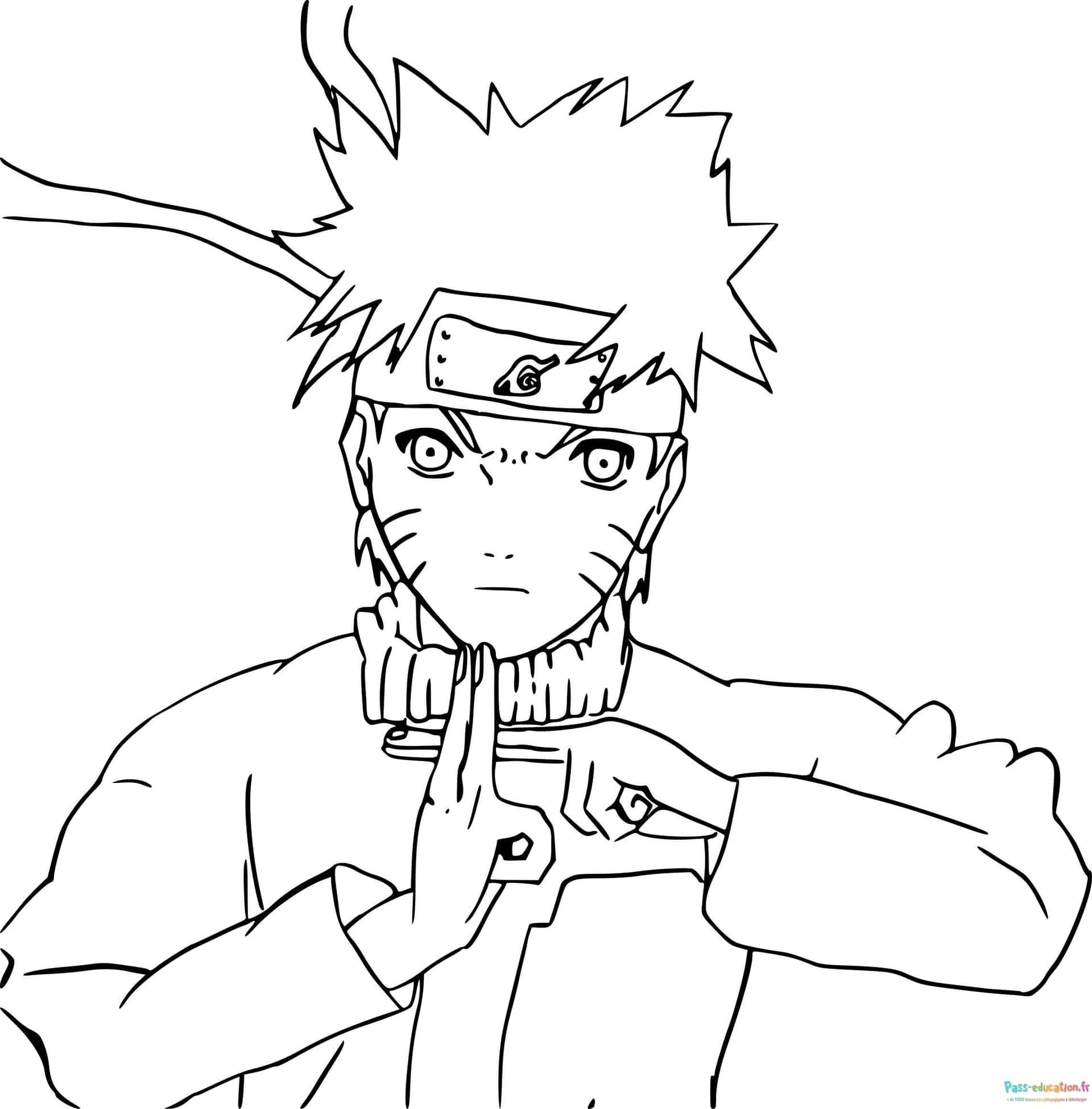 Coloriage Sasuke en action à imprimer et colorier