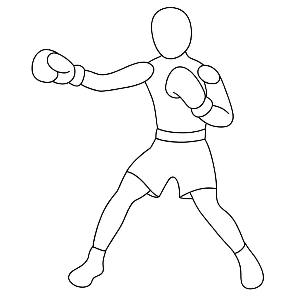 Coloriage Boxeur en action à imprimer et colorier