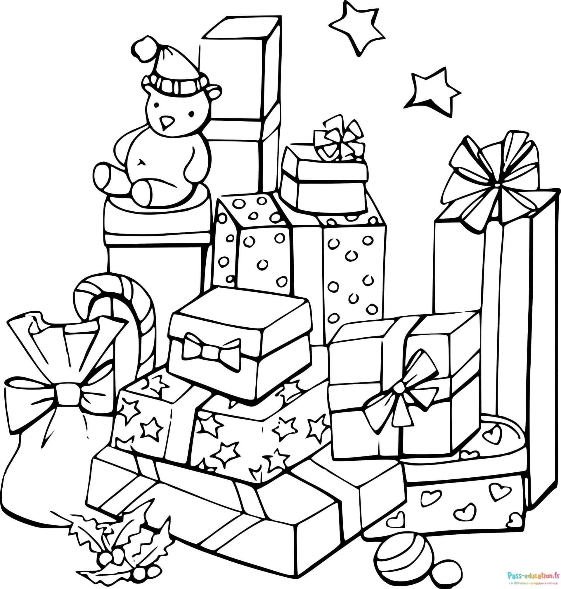 Coloriage Cadeaux de Noël à imprimer et colorier