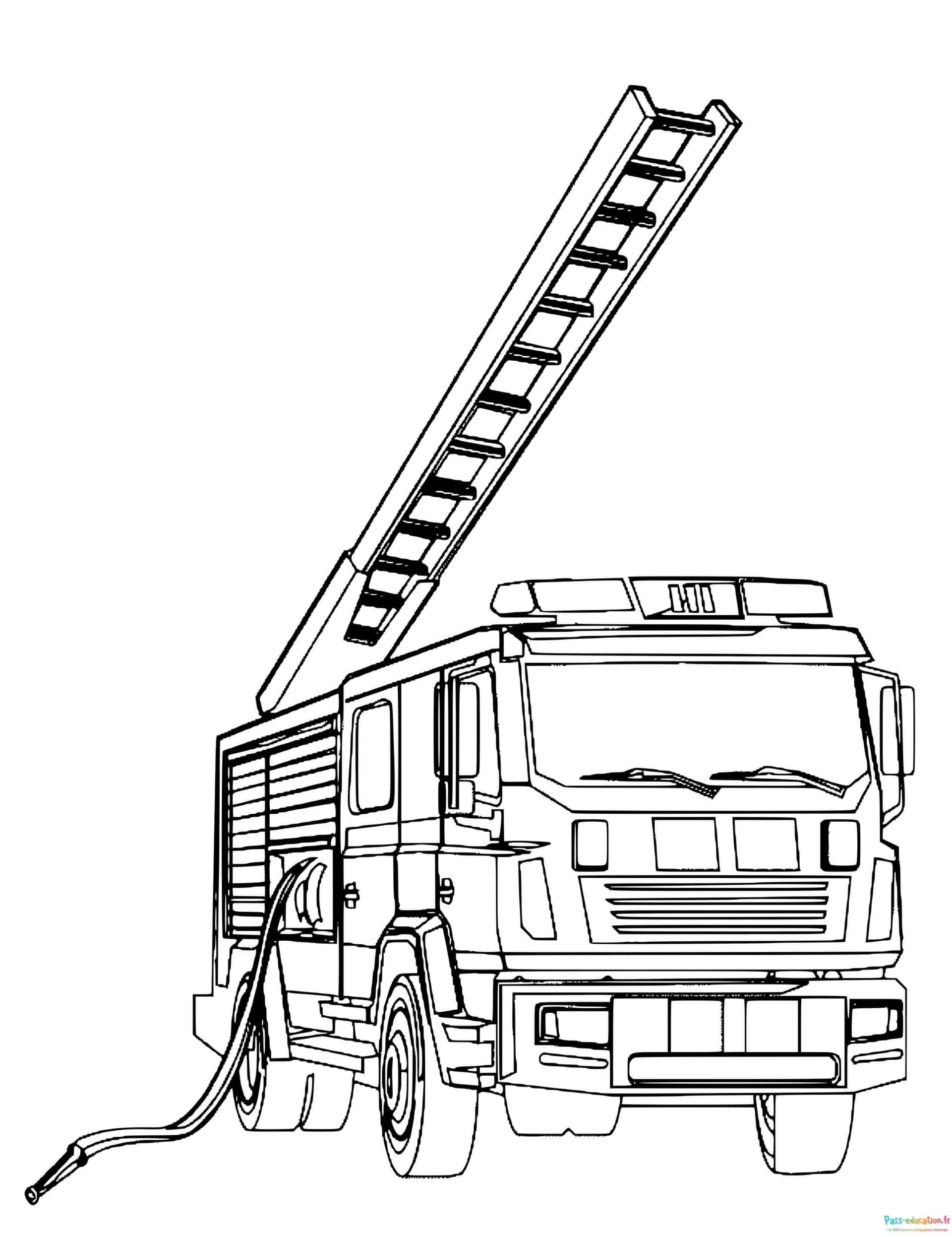Coloriage Camion de pompier à imprimer et colorier