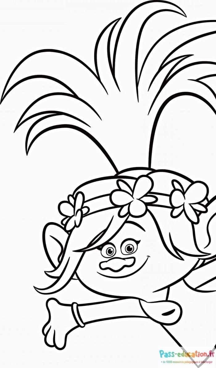 Coloriage Troll joyeux à imprimer et colorier