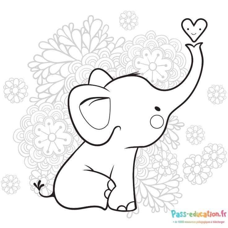 Coloriage Éléphant joyeux à imprimer et colorier