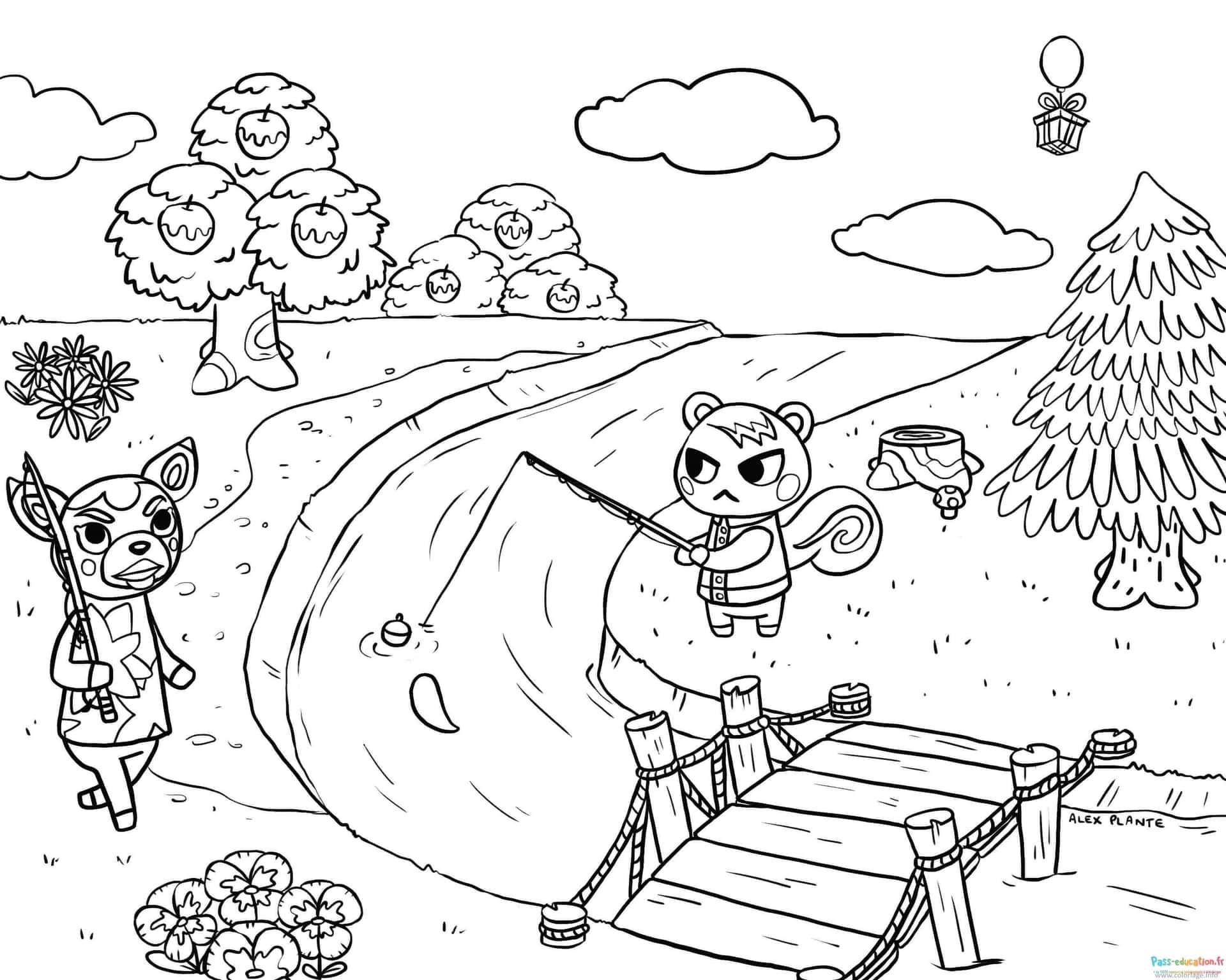 Coloriage Fête à Animal Crossing à imprimer et colorier