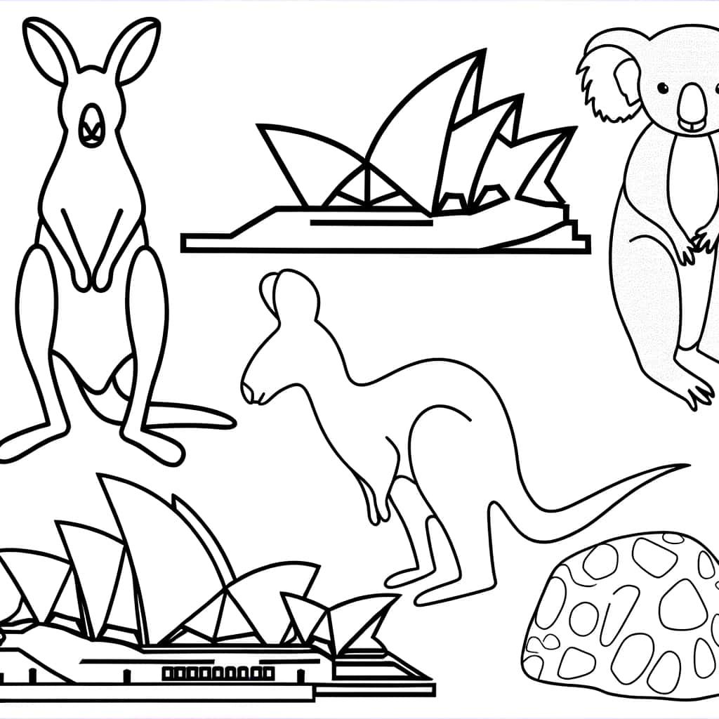 Coloriage Australie iconique à imprimer et colorier