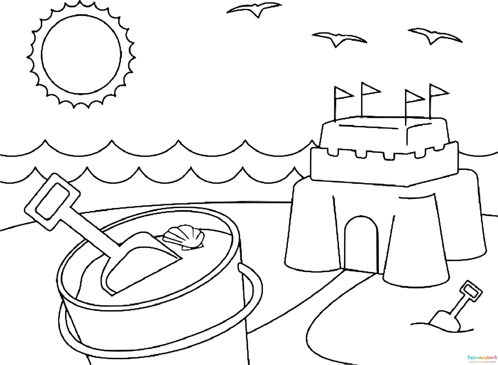 Coloriage Château de sable à imprimer et colorier