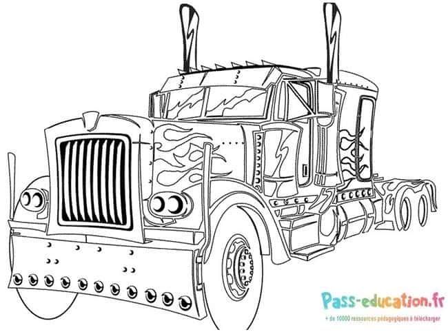 Coloriage Camion flamboyant à imprimer et colorier