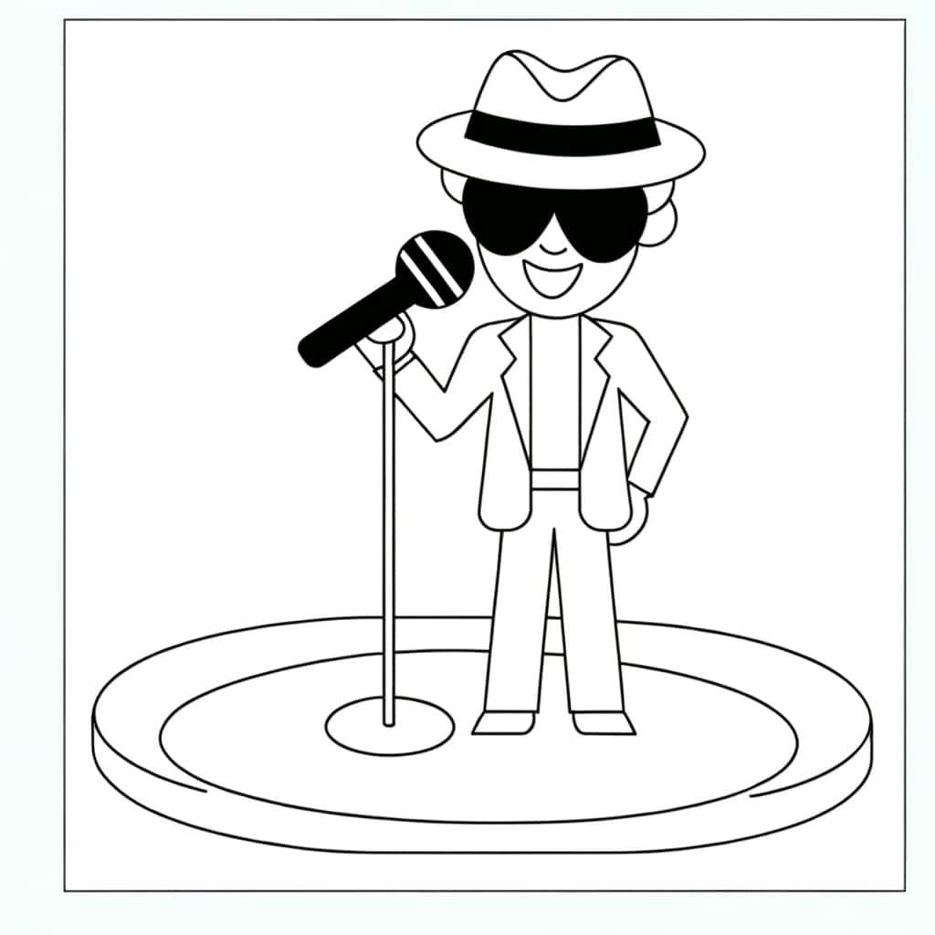 Coloriage Chanteur au micro à imprimer et colorier