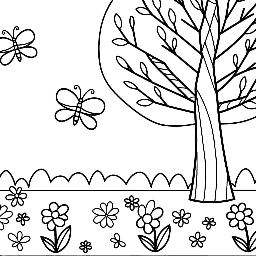 Coloriage Avril nature à imprimer et colorier