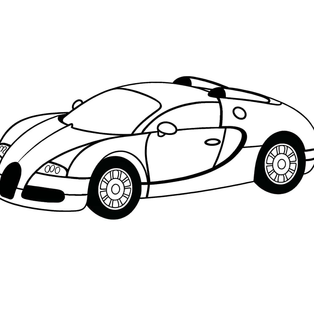 Coloriage Voiture de sport Bugatti à imprimer et colorier