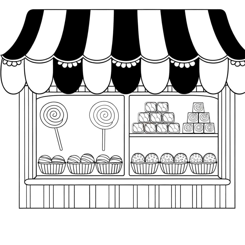 Coloriage Boutique de douceurs à imprimer et colorier