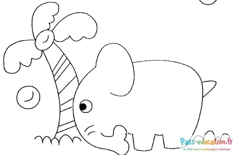 Coloriage Éléphant à la plage à imprimer et colorier