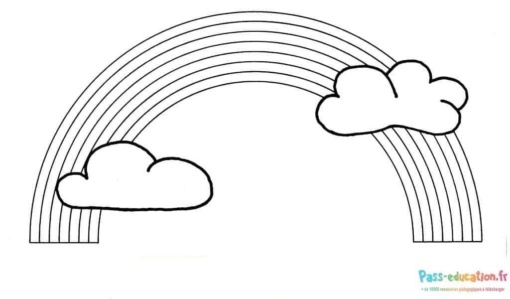Coloriage Arc-en-ciel et nuages à imprimer et colorier