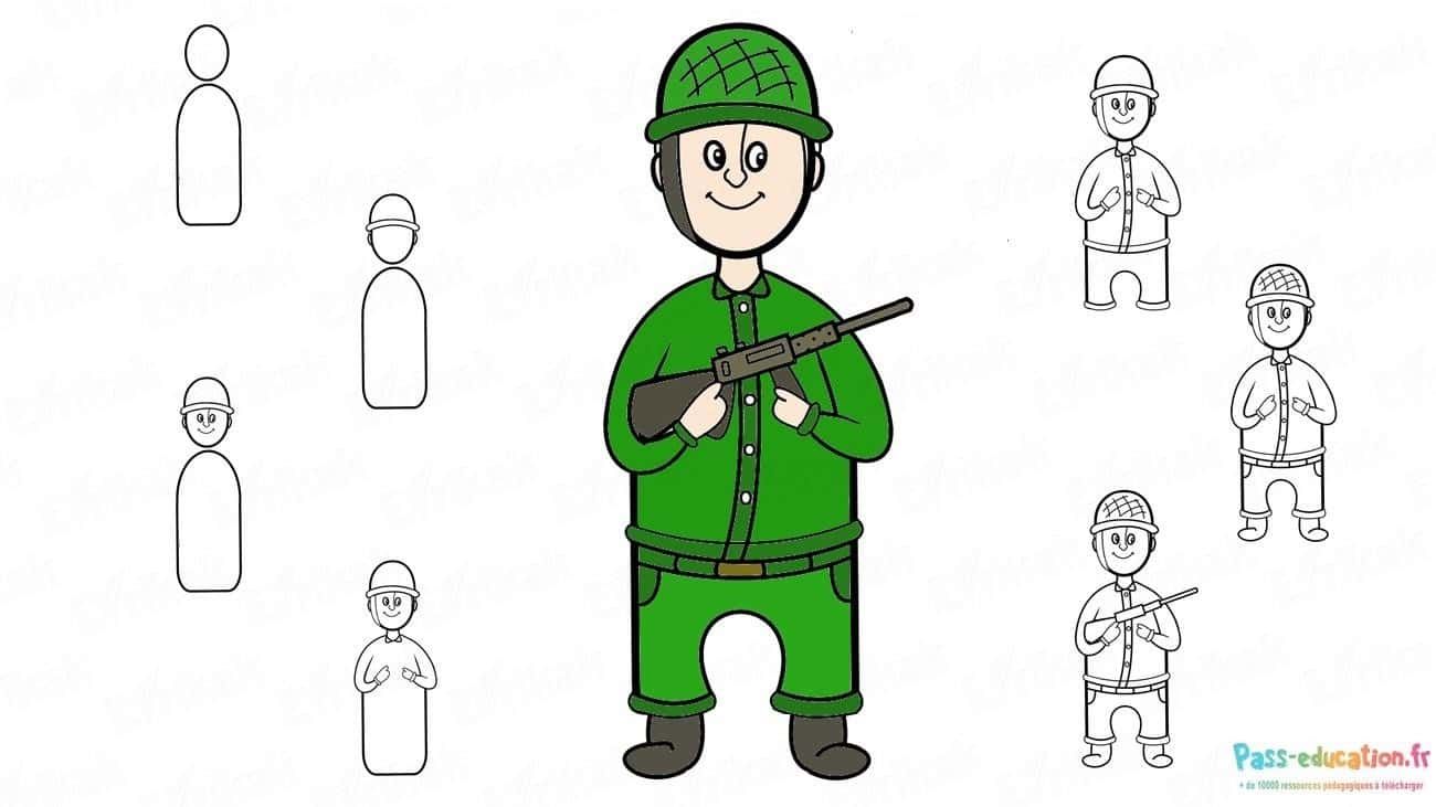 Coloriage Soldat équipé à imprimer et colorier