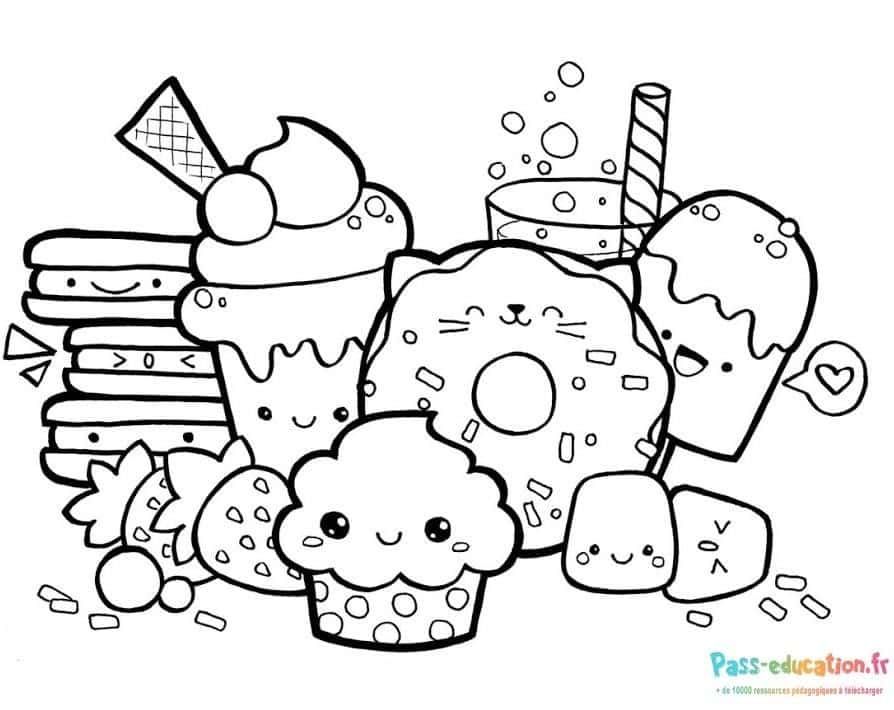 Coloriage Desserts kawaii à imprimer et colorier
