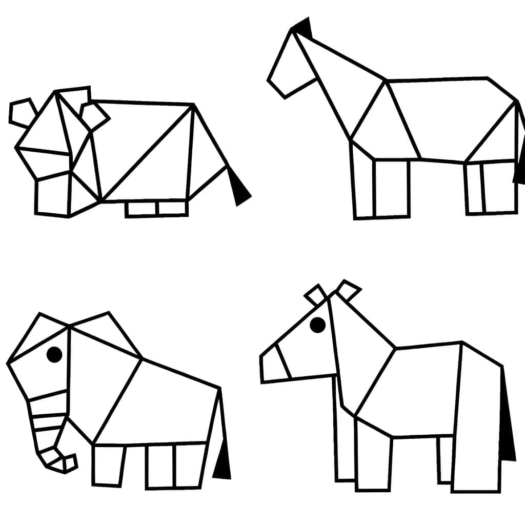 Coloriage Animaux géométriques à imprimer et colorier