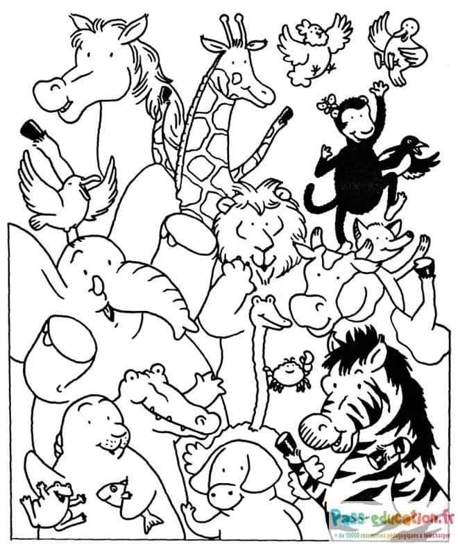 Coloriage Fête des animaux à imprimer et colorier