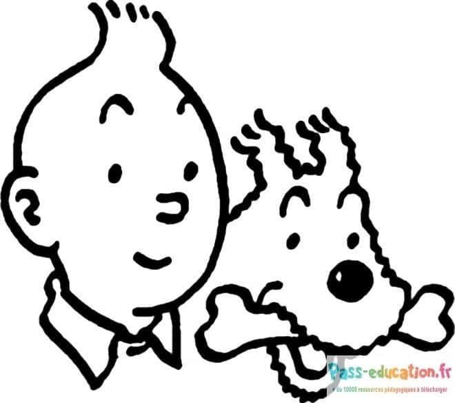 Coloriage Tintin et Milou à imprimer et colorier