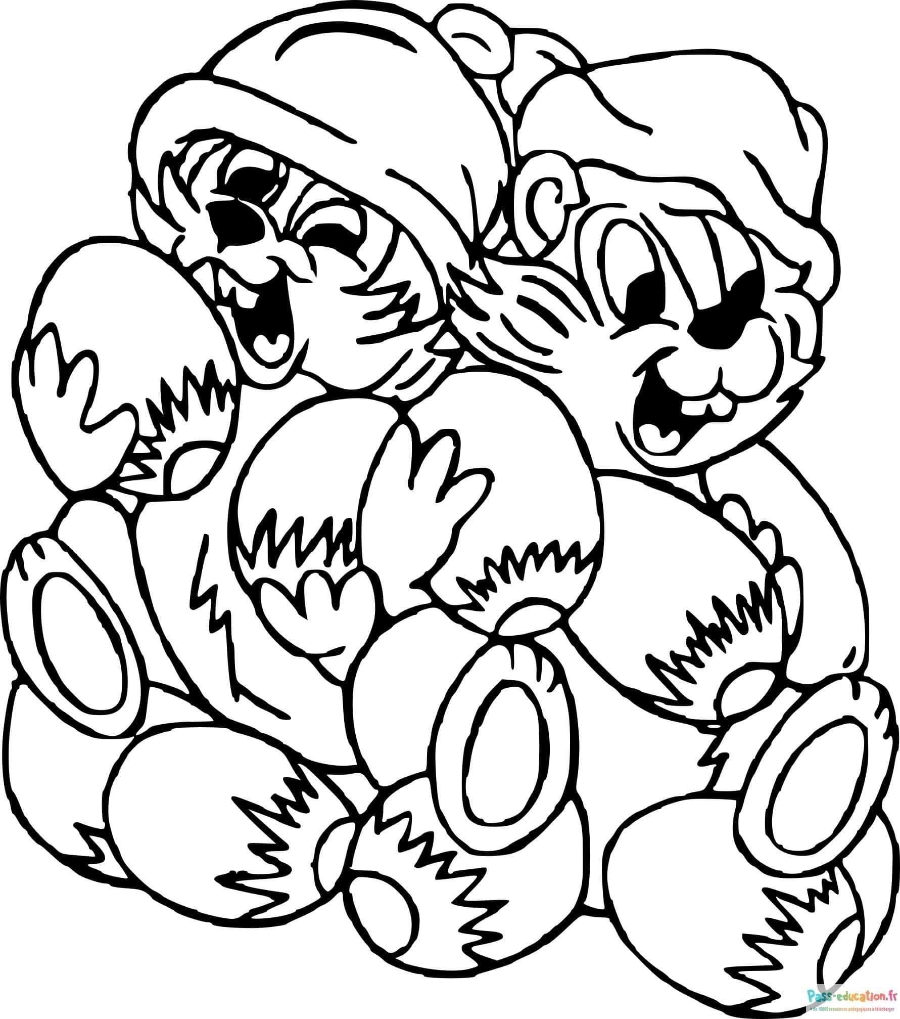 Coloriage Ours Noël à imprimer et colorier
